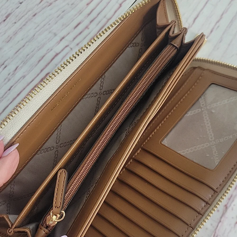 Michael Kors Women's Signature Zip-Around Wristlet Wallet in Cream